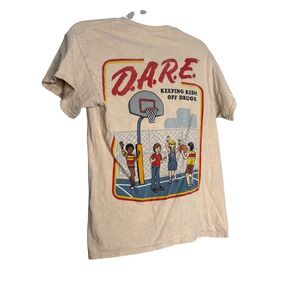 DARE Keeping Kids Off Drugs Basketball Graphic T-Shirt Tan Small